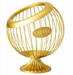 EdiBazzar Tároló Kosár Dekoratív Kávé Tea Állvány Kávéfőző Termékek (Stojak Na Słodycze Kawę Kosz Pojemnik Złoty)