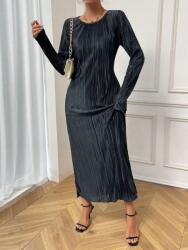 Shein Fekete Ruha Maxi Kerek Nyakkivágással Fodros Hosszú Ujjú Shein 38