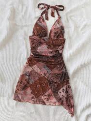 Shein Többszínű Ruha Mini Megkötős Nyakpánt Shein Mintával 34