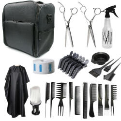 Pauco Set Frizerie Max cu Geanta, Foarfeca Tuns si Filat, Pelerina, Pamatuf, Pulverizator