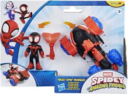 Hasbro Spidey si Prietenii Lui Uimitori Marvel Set Figurina Miles Spin Morales si Vehicul Techno Racer 7.6cm (G1952_G2460) Figurina