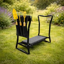 Procart Scaun gradinarit pliabil 2 in 1 cu ingenunchier, cadru metalic, maxim 150 kg (KNEELER)