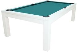 RASSON Masă de biliard / masă de dining, Rasson Penelope II, 8 ft, alb lucios, cu blat de masă inclusă Simonis 760 blue green (55.132.08.3.5)