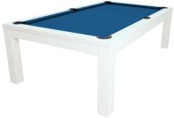 RASSON Masă de biliard / masă de dining, Rasson Penelope II, 8 ft, alb lucios, cu blat de masă inclusă Club Cloth royal blue (55.132.08.3.2)