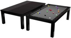 RASSON Masă de biliard / masă de dining, Penelope II, Negru Lucios, cu blat de masă inclusă, 7ft Club Cloth gray (55.132.07.5.1)
