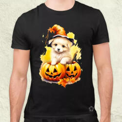Magnolion Halloween tök és kutyus v4 férfi póló (8356)