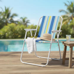 Procart Scaun plaja pliabil, scaun camping metalic, usor, portabil, 58x52x73 cm, maxim 80 kg (DGCC002B)