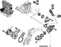 Original Renault Carcasa termostat ORIGINAL RENAULT 7700116078 (7700116078)