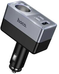 hoco. 1xUSB A + 2xUSB C + 1x szivargyújtó csatlakozó PD QC3.0 max 165W/24V Z65A fekete autós töltő