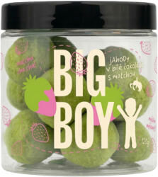 Big Boy Căpșuni învelite în ciocolată albă cu matcha 120 g, căpșuni învelite în ciocolată albă cu matcha