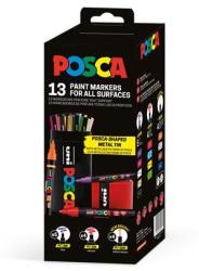 uni Dekormarker készlet, Posca fém dobozos, UNI "Posca", 13 különböző szín (TUPC13DBV) - primatinta