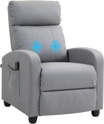 HOMCOM Fotoliu de Masaj cu 8 Moduri și 5 Intensități, Suport pentru Picioare și Telecomandă, 68x88x98 cm, Gri Deschis | Aosom Romania (700-143V90LG)