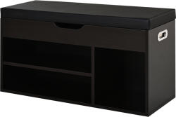 HomCom Dulap pentru Patofi care Economisete Spatiu cu Banca de Depozitare Capitonata si Compartimente Deschise 80x30x45cm, Negru HOMCOM | Aosom Romania (837-039V01BK) Pantofar