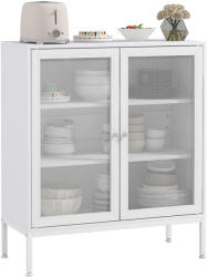 HOMCOM Bufet mobilier de bucătărie la 3 niveluri cu 2 uși perforate cu raft reglabil 80 x 37 x 92 cm alb | Aosom Romania (83A-121V00WT) Bufet