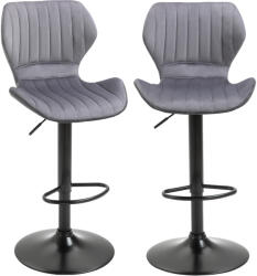 HOMCOM Set 2 scaune bar, inaltime reglabila, imitatie catifea HOMCOM | Aosom Romania (835-466GY)