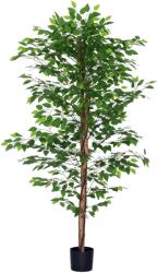HOMCOM Plantă Artificială de Ficus cu 1260 Frunze, Plantă Artificială cu Ghiveci Inclus, Ø17, 5x14, 5 cm, Verde | Aosom Romania (830-799V01GN)