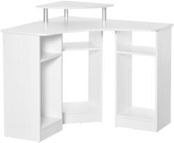 HomCom Birou Unghiular cu 3 Secțiuni, Spațiu de Lucru pentru Acasă sau Birou, Raft pentru Monitor, Lemn, Alb, Design Modern | Aosom Romania (836-409WT)