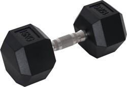 HOMCOM Ganteră Hexagonală de 15 kg, cu Prindere Antiderapanta, Greutate pentru Brațe din Oțel și Cauciuc, Ø15.5x33.6 cm, Negru | Aosom Romania (A91-021V01)