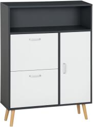 HomCom Pantofar Spațios cu 2 Uși Rabatabile și Raft Deschis, Design Modern, Gri și Alb | Aosom Romania (837-199V00GY) Pantofar