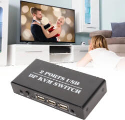  Switch KVM 2 Port DisplayPort 4K, control dual, aluminiu, 120x58x22mm (cs1942dp)