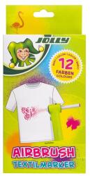 Jolly Airbrush Textile Set de rezerve pentru markere textile colorate cu capăt dublu, 12 piese 4446-0016 (4446-0016)