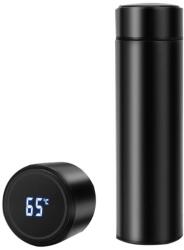  Fekete intelligens termosz, infúziós szűrővel, duplafalú és LED-es hőmérsékletjelzővel, 500 ml (VK-221212-66)
