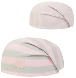  Rózsaszín, megfordítható sapka lányoknak fehér csíkokkal, rugalmas pamutból (hurtimex_4050744631172)