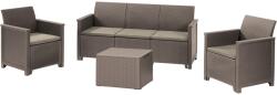 Keter Elodie kerti bútor szett műrattan, 3 személyes kanapéval párnatartó asztallal, grafit-hűvös szürke