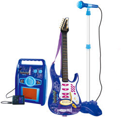  Rock'n'roll Gitár Mikrofon+Állvány Erősítő Készlet Kék