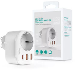 DEVIA hálózati csatlakozóaljzat 2xUSB + Type-C PD kimenettel - Fehér (ST379154)