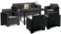 Leziter Set de mobilier de grădină Nero IV cu 7 locuri, grafit (LBIHELGR_LBINSZ-GRA_4_LBIN3K-GRA)
