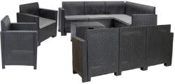 Leziter Set de mobilier de grădină de colț Nero VI cu 10 locuri, grafit (LBINERGRS_LBIN3K-GRA_LBINSZ-GRA_2)
