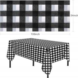 PartyPal Kockás Asztalterítő Fekete-fehér Eldobható Piknik Születésnap Nagy Party 137x274