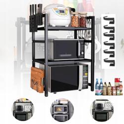  Konyhai Polc Állvány Mikrohullámú Sütő Felett Teleszkópos Akasztók Könyvespolc (250109XF18-3)