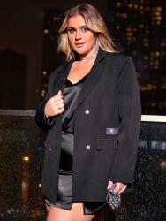 Shein CC17304 Shein Fekete Blézer Díszített Zsebekkel (10 44)