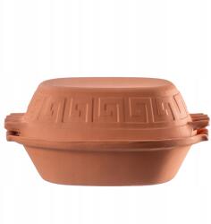 Kadax Római Agyag Fazék 4 L Agyag Edény Forma Fedővel Ovális Nagy (K8756)