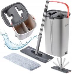 Kadax Lapos Felmosó Facsaró Vödör Kétrekeszes 6L Vízleválasztóval 2 Db Utántöltő (K9222)