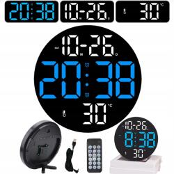  Nagy Falióra Led Digitális Elektronikus Ébresztőóra Dátum 23 CM Távirányítóval (BUDZIK98)