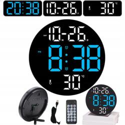  Falióra Elektronikus Led Digitális Ébresztőóra Hőmérséklet 23 CM Távirányítóval (BUDZIK98)