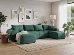  Coltar extensibil in forma de U SEVIO, verde sticla, 311x145 cm + 2 perne GRATUIT