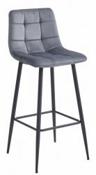  Scaun de bar ARCETO VELVET cu picioare negre, gri inchis