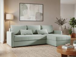  Coltar extensibil de colt VENORIA, verde deschis, reversibil, 220x143 cm + 2 perne GRATUIT