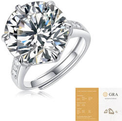 Dollcini 10 Karátos Moissanite Gyűrű - 925 Ezüst, Klasszikus Hatkarmos Foglalat (Állítható Méret) (649051)