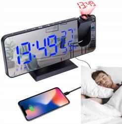  Digitális Óra Elektronikus Led Ébresztőóra Projektor Hőmérő Tükör 4in1 (thu78568)