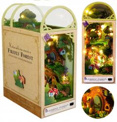  Saját készítésű miniatűr ház könyvespolc modellkészlet 3D LED-es kirakós szentjánosbogár erdő zöld (5t3ERWty4)