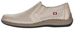 RIEKER Pantofi barbati, bej, casual, piele naturala, perforati, cu talpa joasa, Rieker 05297-60-Bej (Marime: 43) (05297-60-Bej-43)