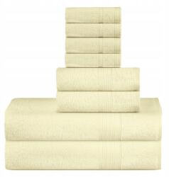  Pamut Törölköző Szett 8 Db Puha 500G 3 Méret Krémszínű (GF20073)
