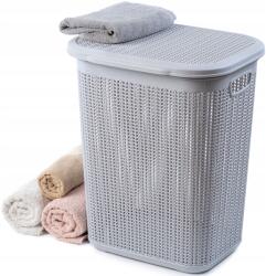 Kadax Szennyestartó Kosár 50L Műanyag Tartály Nagy Fedéllel Szürke (K255)