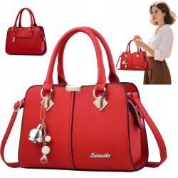  Női Kézitáska Piros Klasszikus Városi Válltáska Kulcstartó Ajándék (VAN054302)