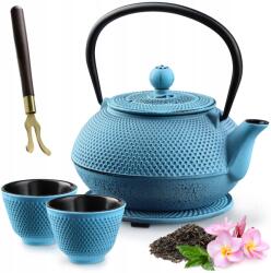 Kadax Öntöttvas Vízforraló Zománcozott Teafőző 850 ml 2 Csészével Kék (K7827)